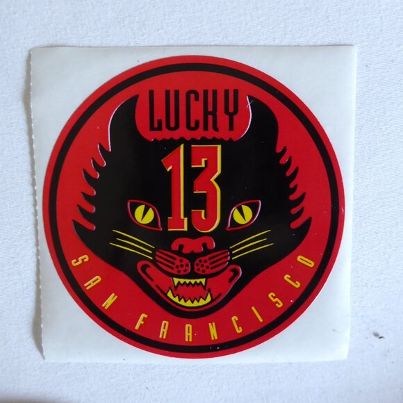 VINTAGE LUCKY 13 BAR SAN FRANCISCO BLACK CAT STICKER DECAL LOT - Picture 3 of 3